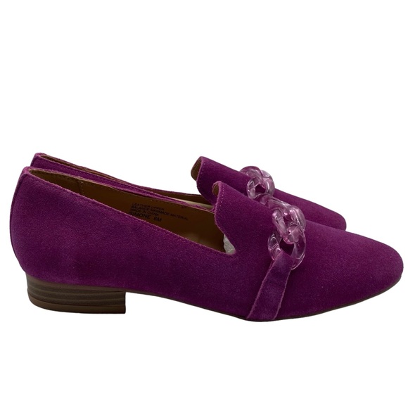 Violet & Red Leather Loafers Simone Fuschia Pink Leather Suede Slip On Size 6 - Picture 3 of 11